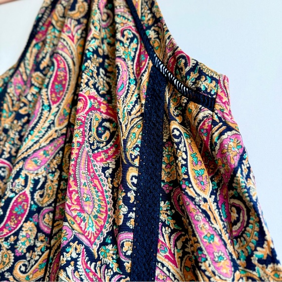 Lucky Brand Boho Paisley Print Halter Top Small Multicolor Festival Y2K Hippie - Picture 2 of 9